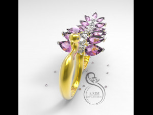 peacock peafowl ring two fingers dual Modello di stampa 3D