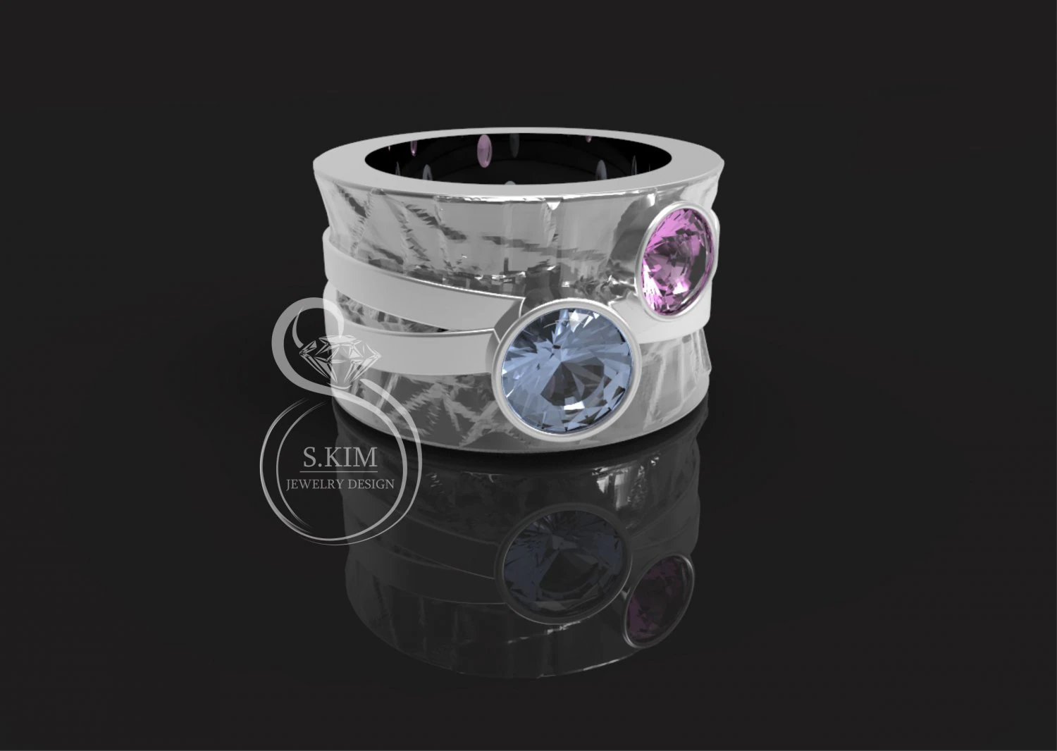 ring with gems 5mm 6mm 3D Print Model .c4d .max .obj .3ds .fbx .stl .blend 