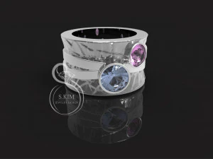 镶有宝石的戒指 5mm 6mm 3D 打印模型