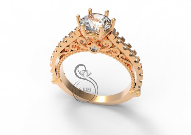 ring with brilliant Model Cetak 3D .c4d .max .obj .3ds .fbx .stl .blend