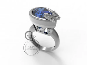 梨の蝶リング 16x11 3Dプリントモデル