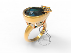 butterfly ring with pear 16x11 3D 打印模型