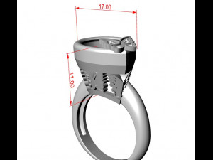 butterfly ring with pear 16x11 3D 打印模型