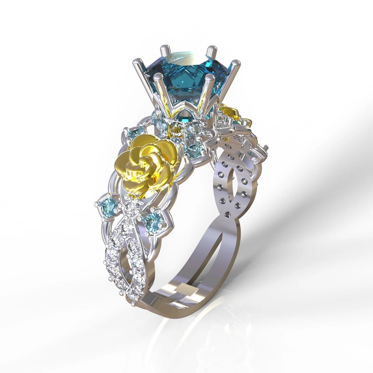 rose ring 3D Print Model .c4d .max .obj .3ds .fbx .stl .blend 
