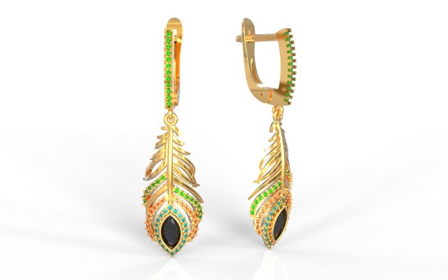 feather earrings Model Cetak 3D .c4d .max .obj .3ds .fbx .stl .blend 