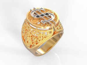 dollar man ring filigree 3D Print Model