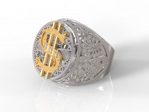 dollar man ring filigree 3D 프린트 모델