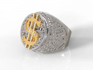 dollar man ring filigree 3D Print Model