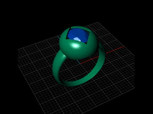 ring square cut in oval gem9x7mm 3D Print Model