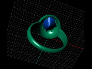 ring square cut in oval gem9x7mm 3D Print Model