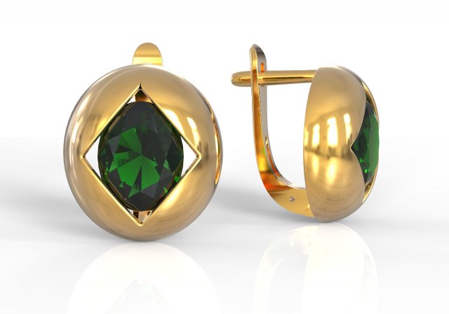 earring with square cut in oval Model Cetak 3D .c4d .max .obj .3ds .fbx .stl .blend 