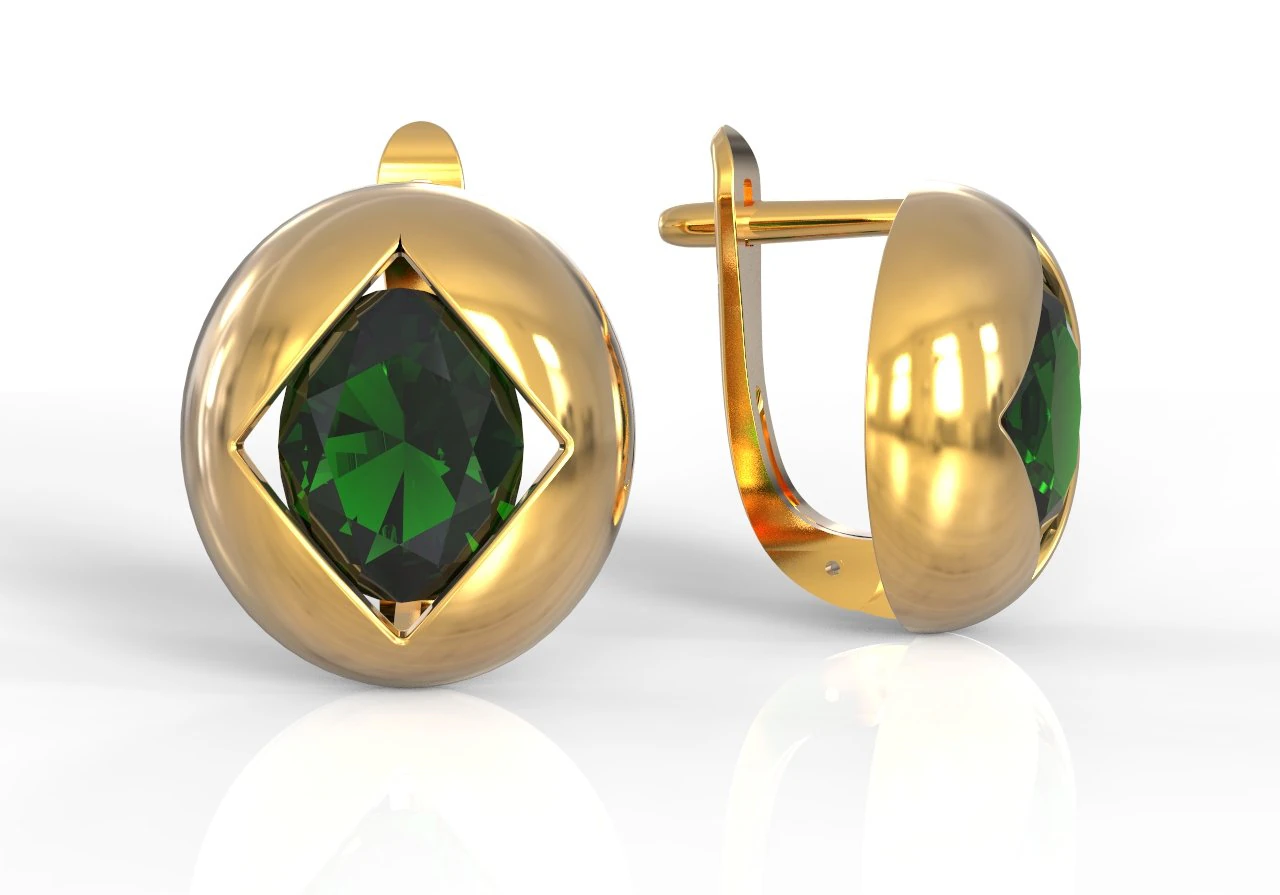 earring with square cut in oval 3D Print Model .c4d .max .obj .3ds .fbx .stl .blend