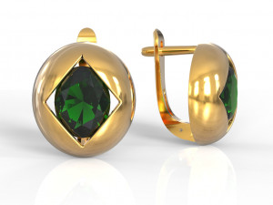 earring with square cut in oval 3D-Druckmodell