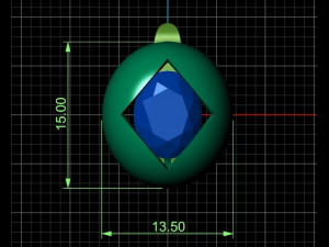 earring with square cut in oval Model Cetak 3D