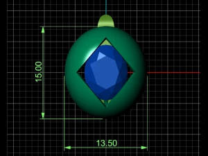earring with square cut in oval 3D Print Model
