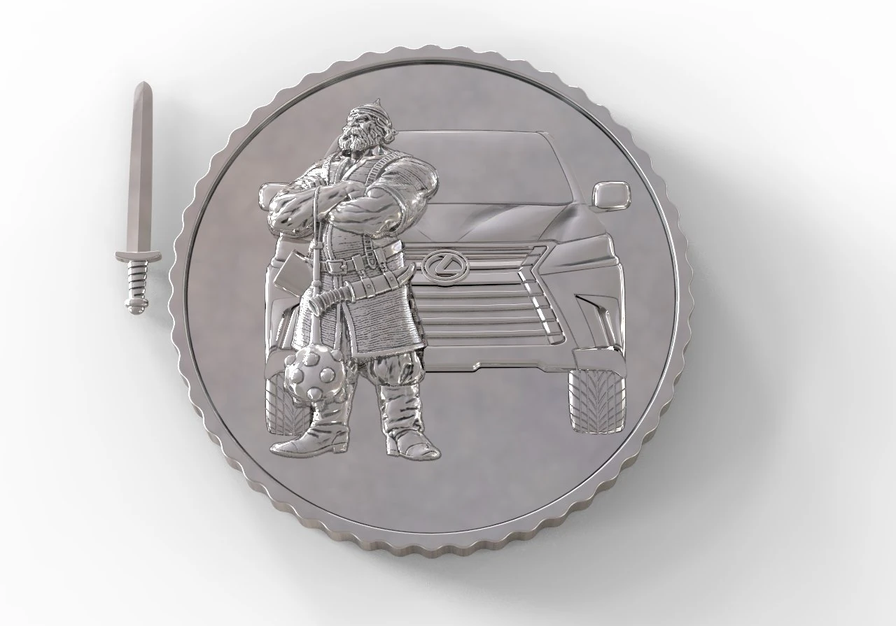 lexus and warrior with sword coin 3D Print Model .c4d .max .obj .3ds .fbx .stl .blend 