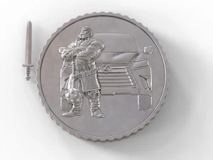 Lexus y guerrero con moneda espada. Modelo de impresión 3D