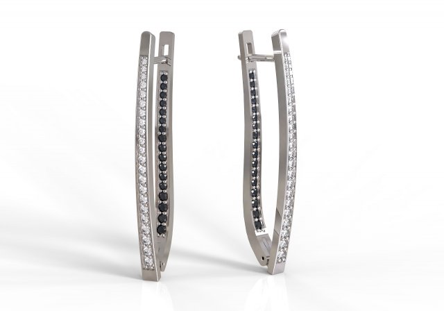 long double earrings with gems 3D Принт Модель .c4d .max .obj .3ds .fbx .stl .blend 