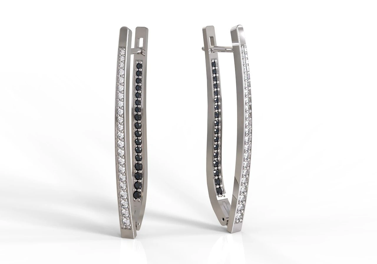 long double earrings with gems 3D Print Model .c4d .max .obj .3ds .fbx .stl .blend