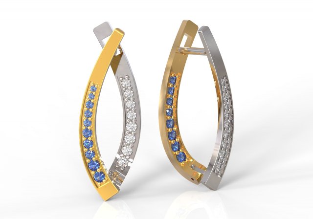 arc earring with gems 3D प्रिंट मॉडल .c4d .max .obj .3ds .fbx .stl .blend 