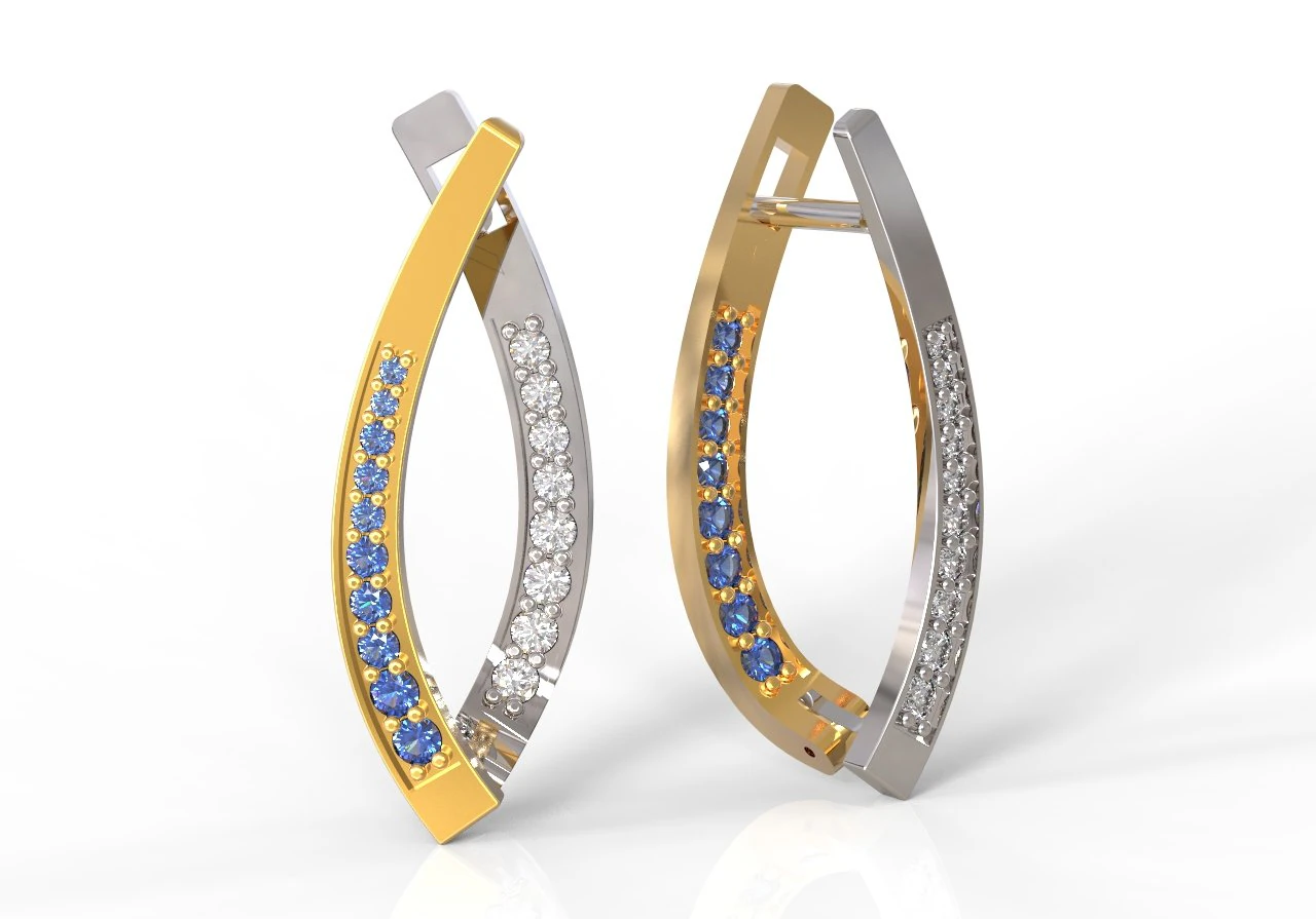 arc earring with gems 3D Print Model .c4d .max .obj .3ds .fbx .stl .blend