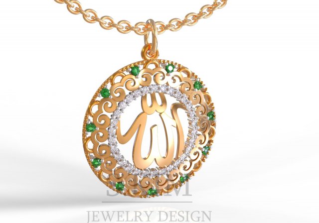 muslim round pendant 3D Baskı Modeli .c4d .max .obj .3ds .fbx .stl .blend 