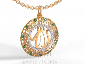 イスラム教徒のラウンドペンダント 3Dプリントモデル