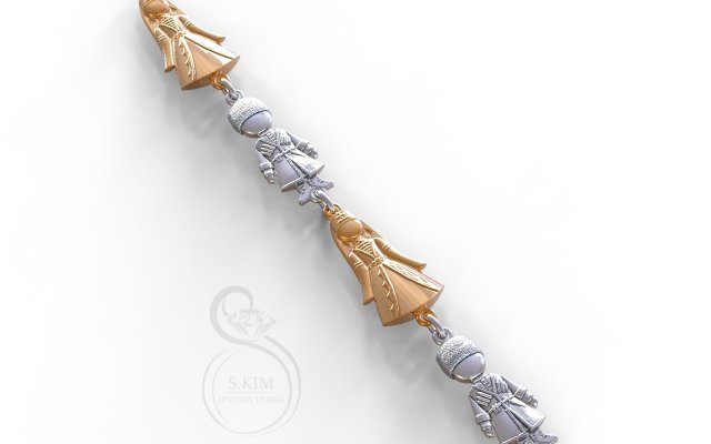 caucasian boy and girl pendant and bracelete 3D Print Model .c4d .max .obj .3ds .fbx .stl .blend 
