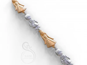 백인 소년과 소녀 펜던트와 팔찌 3D 프린트 모델