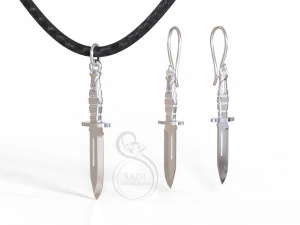 ビリー・アイリッシュのようなナイフのイヤリングとペンダント 3Dプリントモデル