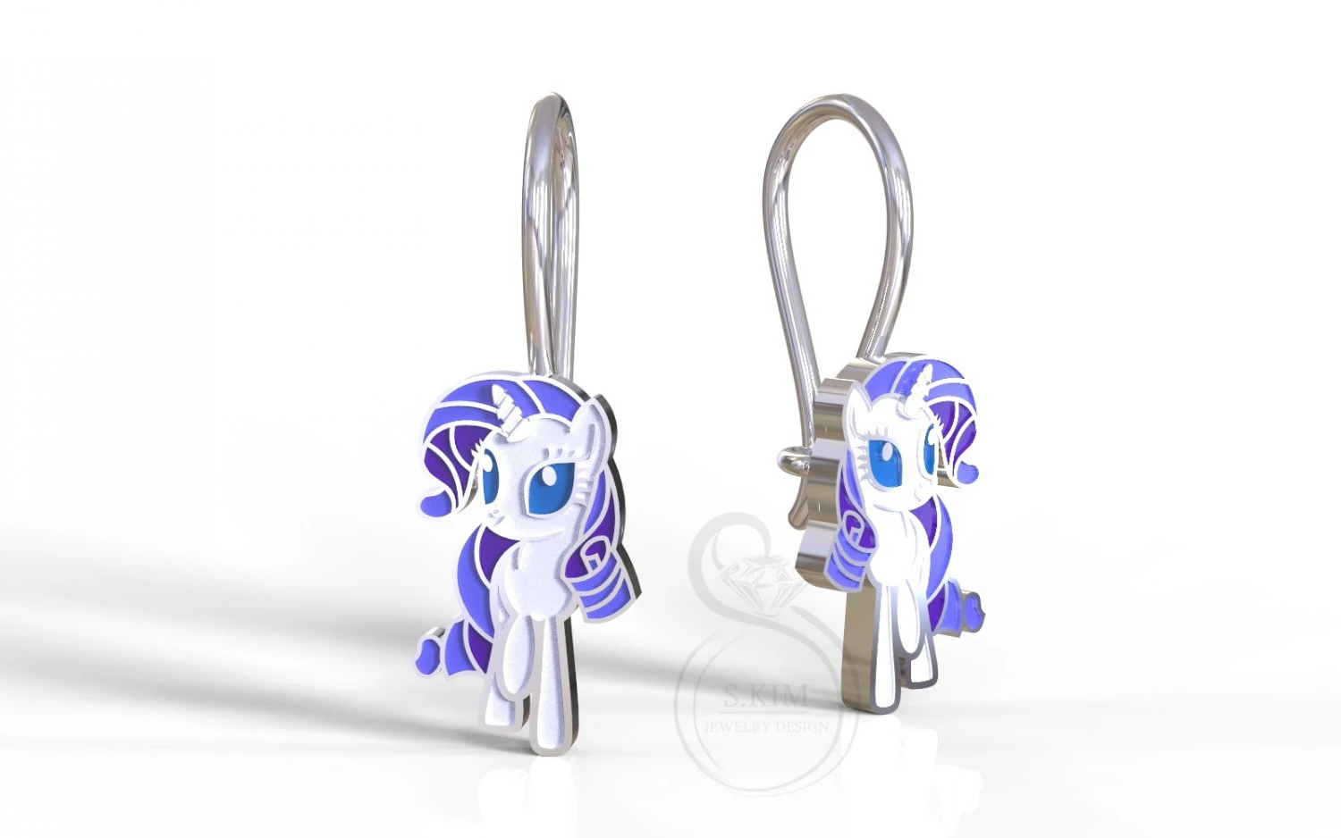 my little pony earrings rarity 3D Print Model .c4d .max .obj .3ds .fbx .stl .blend 