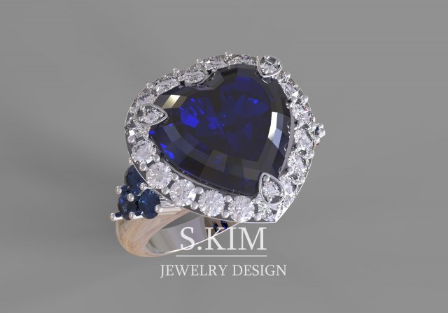 heart ring 3D 打印模型 .c4d .max .obj .3ds .fbx .stl .blend 