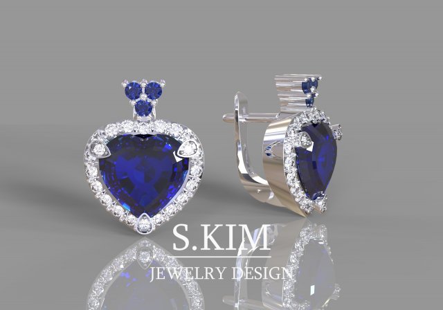 heart earrings 3D 打印模型 .c4d .max .obj .3ds .fbx .stl .blend 