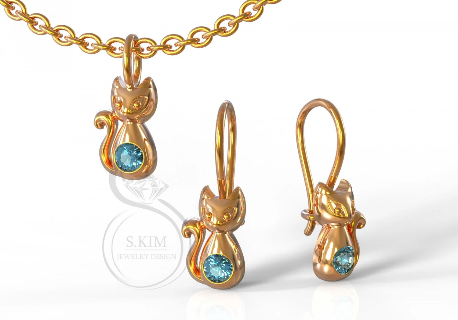 kitty earrings 3D Print Model .c4d .max .obj .3ds .fbx .stl .blend 