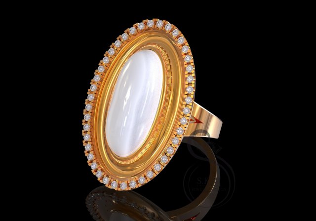 big oval ring cabochon Modello di stampa 3D .c4d .max .obj .3ds .fbx .stl .blend 
