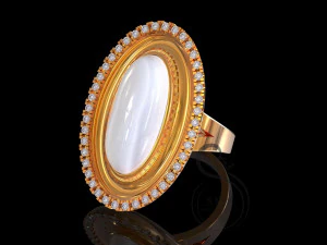 большое овальное кольцо с кабошоном 3D Принт Модель