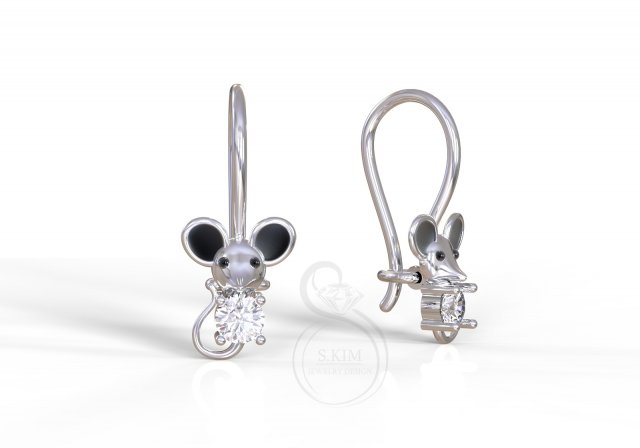 kid earring mouse 3Dプリントモデル .c4d .max .obj .3ds .fbx .stl .blend 