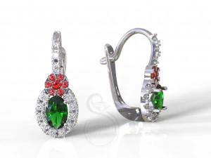 楕円形のクラシックなイヤリング 3Dプリントモデル