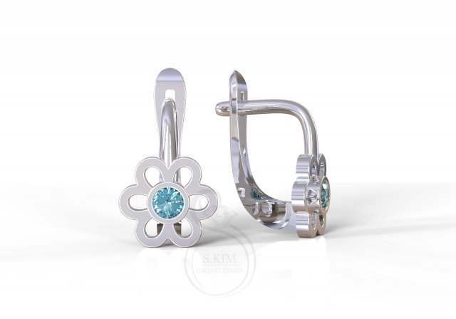 kid flower earring Modelo de Impressão 3D .c4d .max .obj .3ds .fbx .stl .blend 