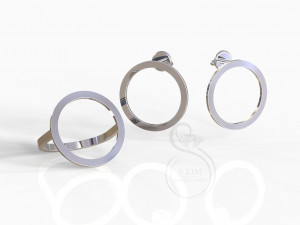 simple circle ring and earrings 3D Print Model