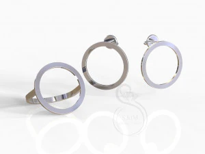 简单的圆形戒指和耳环 3D 打印模型