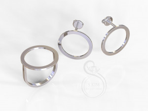 simple circle ring and earrings 3D Print Model