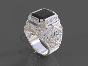 man filigree emerald ring 3D-printmodel