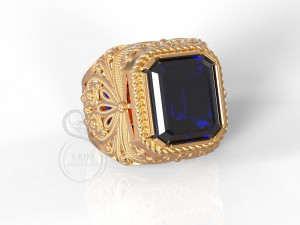man filigree emerald ring Modèles 3D en vedette