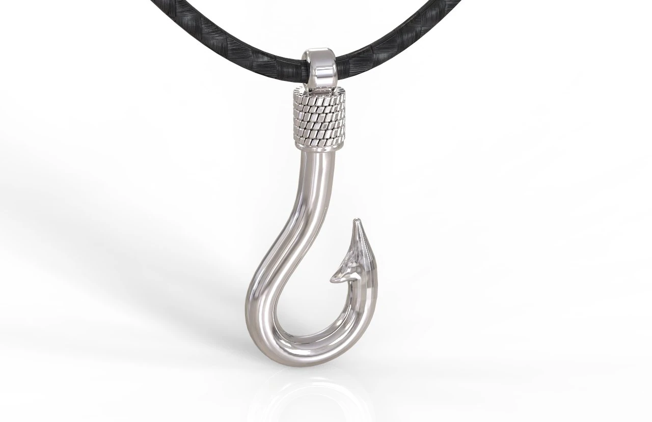 fishing hook pendant 3D Print Model .c4d .max .obj .3ds .fbx .stl .blend