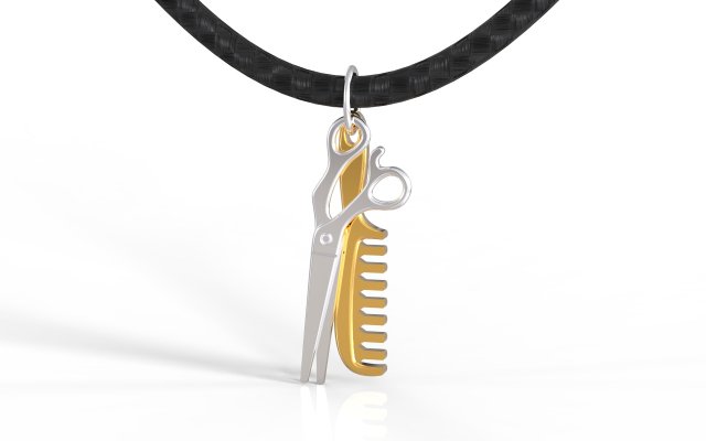 scissors and comb pendant Modèles 3D en vedette .c4d .max .obj .3ds .fbx .stl .blend 
