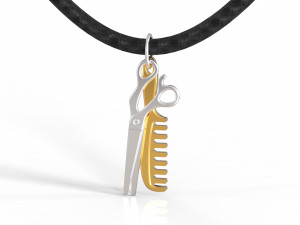 scissors and comb pendant 3D-printmodel
