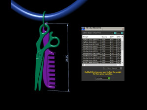 scissors and comb pendant Modèles 3D en vedette