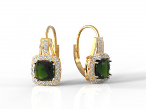 earring with square gem 3D Print Model