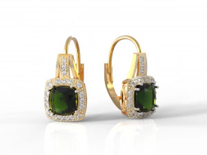 スクエアジェムのイヤリング 3Dプリントモデル